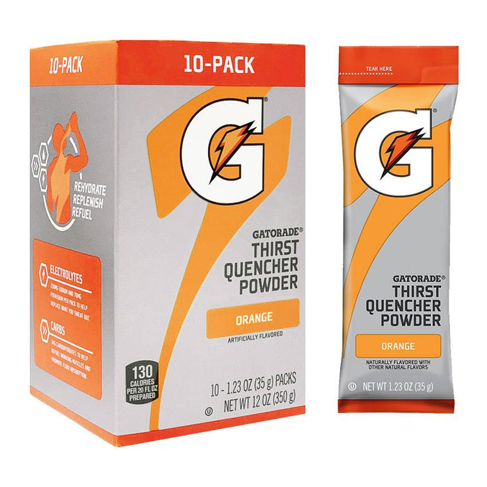 Gatorade 1.23 oz Powder Sticks (Each pack mixes with 20 fluid oz of water) 8 Boxes / 1 Case (80 Count/Sticks)