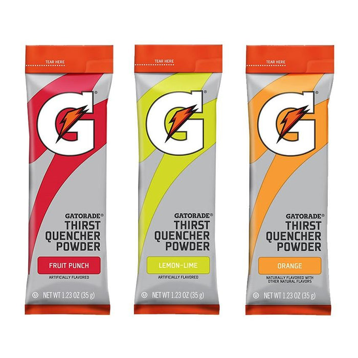 Gatorade 1.23 oz Powder Sticks (Each pack mixes with 20 fluid oz of water) 8 Boxes / 1 Case (80 Count/Sticks)