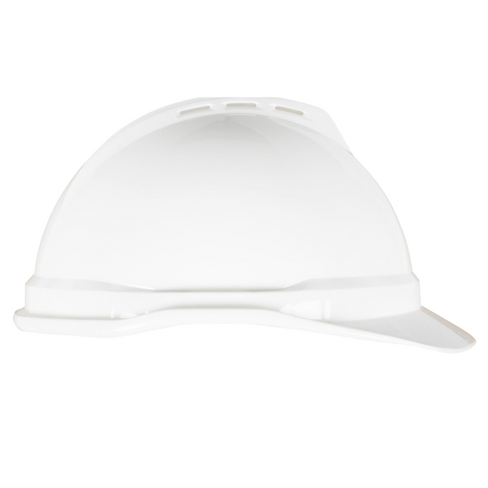 MSA V-Gard 500 Cap Style Hard Hat, White Vented with 4-Point Fas-Trac III Suspension, 10034018