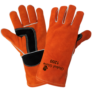 Premium Leather Welders Gloves Universal Size, 1200, Orange