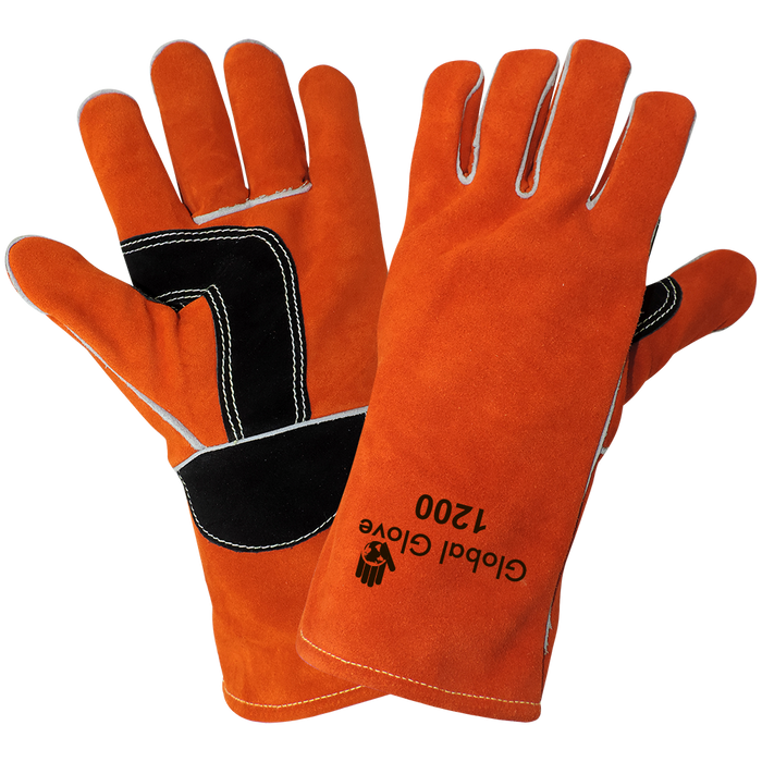 Premium Leather Welders Gloves Universal Size, 1200, Orange (1 Pair)