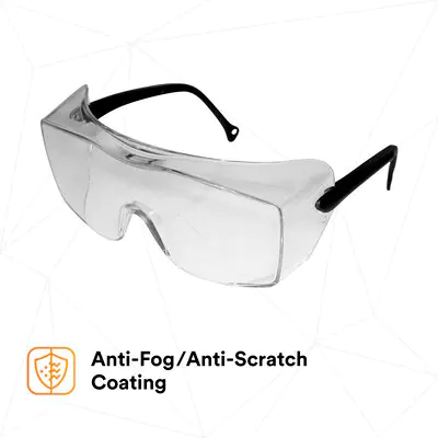 3M OX Protective Eyewear 2000, 12163-00000-20 Clear Anti-Fog Lens, Black Temple (1 Pair)
