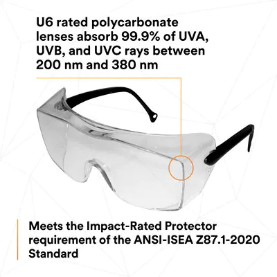3M OX Protective Eyewear 2000, 12163-00000-20 Clear Anti-Fog Lens, Black Temple (1 Pair)
