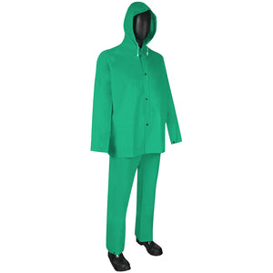 Durawear PVC/Nylon - 2 Piece Green Acid Suit - Jacket with Hood and Bib Overall Pants