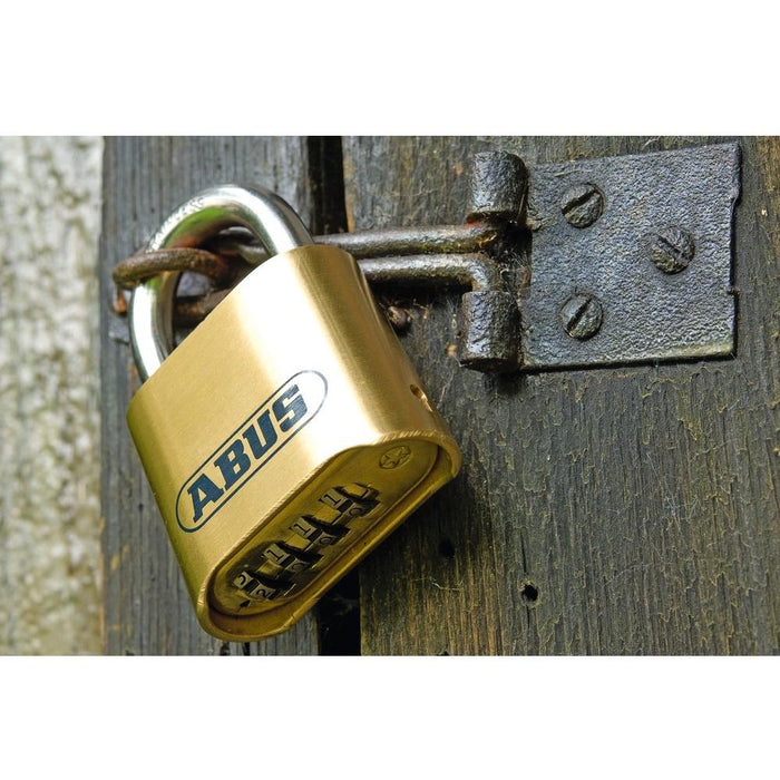 ABUS 180IB/50HB63 Brass Combination Padlock with Stainless Steel Shackle and 4-Digit Resettable Code