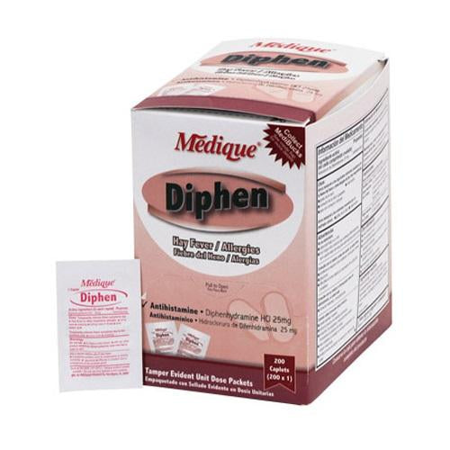 Medique Diphen 25mg Antihistamine for Hay Fever and Allergies, 200 Caplets