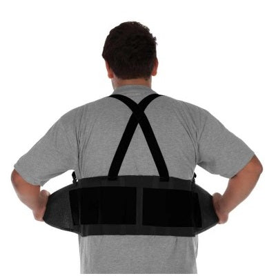 DuraWear Black Back Support Belt with Attached Suspenders
