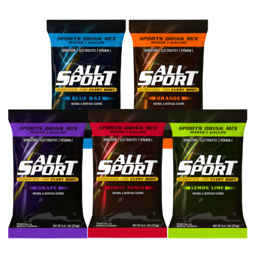 All Sport Powder Variety Sports Drink Mix, 40/1.0 Gallon Pouches, 5 Flavors, Case Yields 40 Gallons