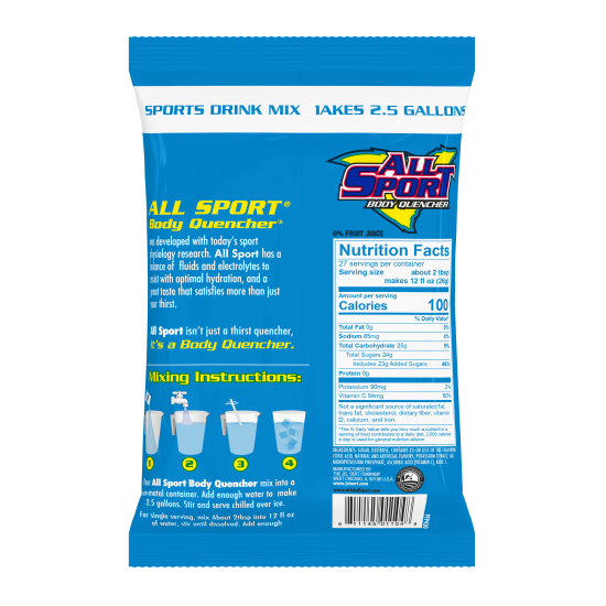 All Sport Powder Variety Sports Drink Mix, 32/2.5 Gallon Pouches, 4 Fl ...