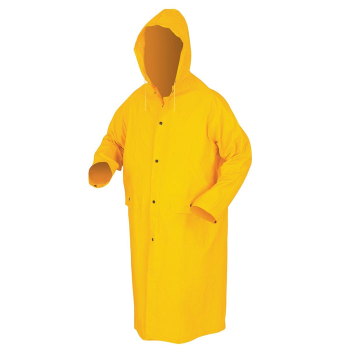 MCR Safety 200C Classic Series .35mm PVC / Polyester Rainwear Knee Length Rain Coat with Detachable Hood