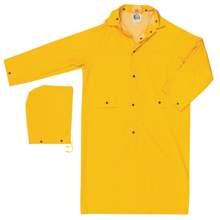 MCR Safety 200C Classic Series .35mm PVC / Polyester Rainwear Knee Length Rain Coat with Detachable Hood