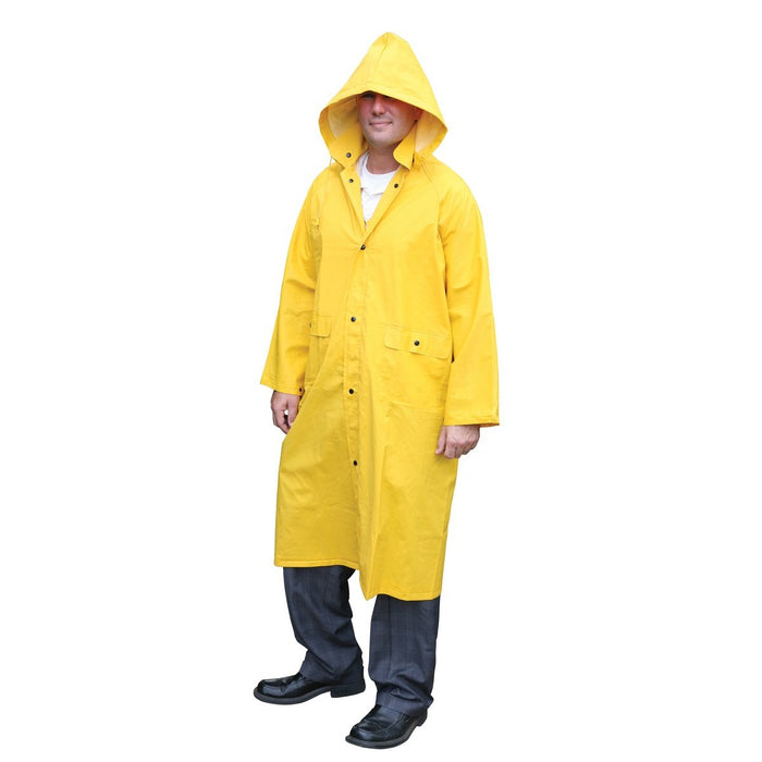 MCR Safety 200C Classic Series .35mm PVC / Polyester Rainwear Knee Length Rain Coat with Detachable Hood