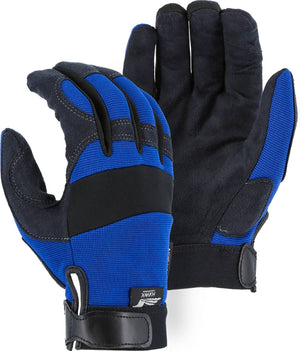 Majestic Glove 2137BL Amorskin Mechanics Gloves, Blue, 1 Pair
