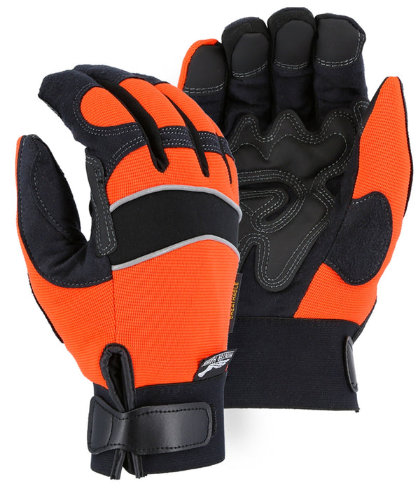 Majestic Glove 2145HOH Hi-Visibility Orange Winter Lined, Mechanics Style Glove (1 Pair)