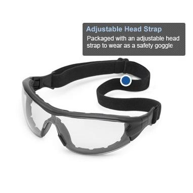 Gateway Safety Swap 21GB80 Safety Glass / Goggle Clear Lens with Removable Temples and Head Strap, Foam Lined 1/Pair