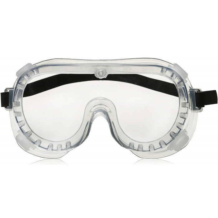 MCR Safety 2230R Goggle, Chemical Splash, Indirect Vent, Rubber Strap, Clear Lens