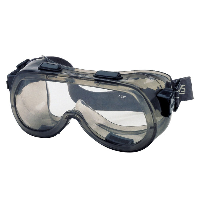 MCR Crews 2410 Safety Goggle, Indirect Vent, Rubber Strap, Smoke Frame and Clear Anti-Fog Lens