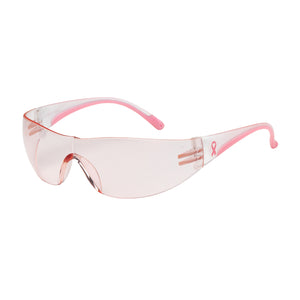 Eva Rimless Safety Glasses with Clear / Pink Temple, Pink Lens and Anti-Scratch Coating, 1 Pair