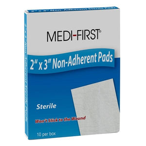 Medi-First 2"x3" Non-Adherent Sterile Pads, 10 Count/Box