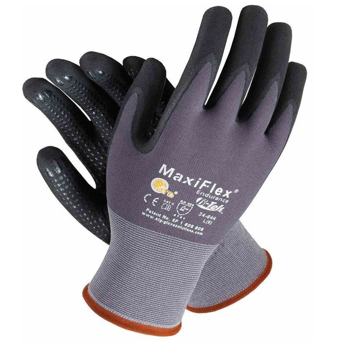 MaxiFlex Endurance Seamless Knit Nylon Glove with Nitrile Coated MicroFoam Grip on Palm & Fingers - Micro Dot Palm, 34-844, 1 Pair