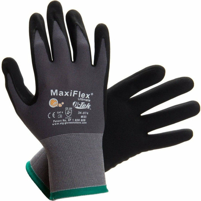 MaxiFlex Ultimate Seamless Knit Nylon / Elastane Glove with Nitrile Coated MicroFoam Grip on Palm & Fingers, 34-874, 1 Pair