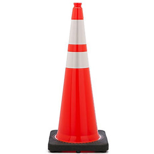 36 Inch Traffic Cone with Two Reflective Collars, Orange
