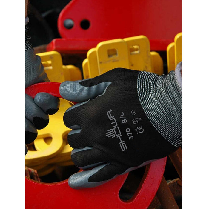 Atlas 370B Black Nitrile Coated Work Gloves (12 Pair)