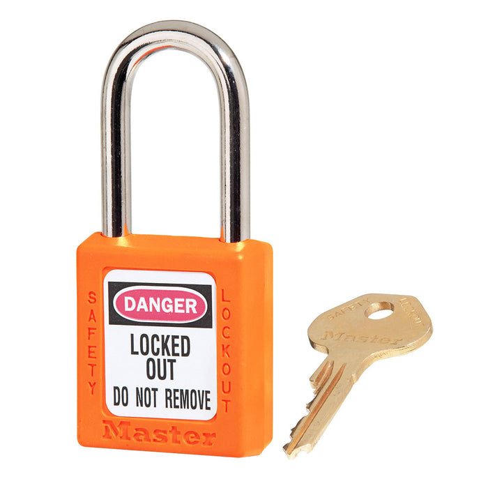 410 Master Lock, Thermoplastic Safety Padlock, Keyed Different, 1 Each