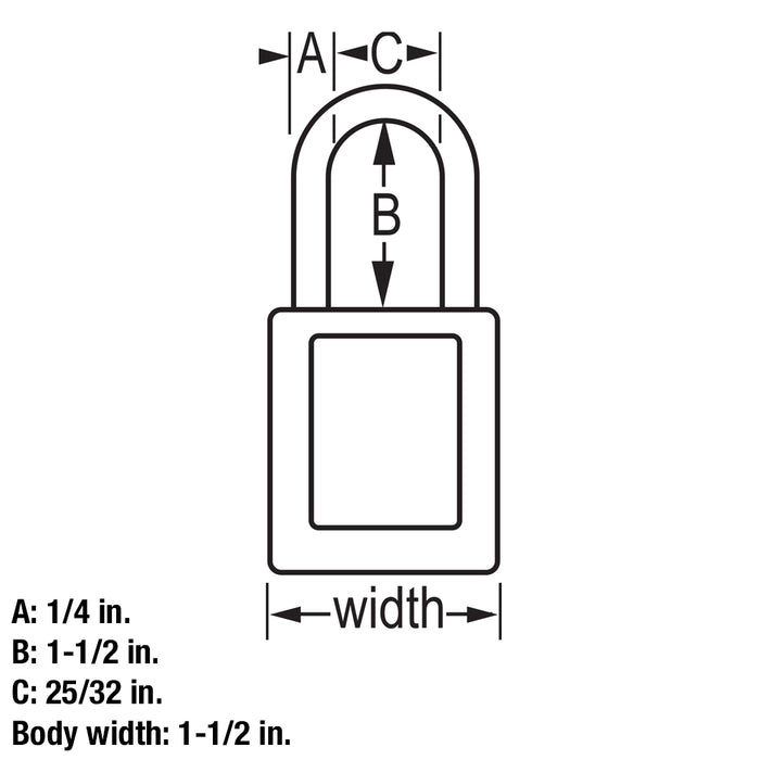 410 Master Lock, Thermoplastic Safety Padlock, Keyed Different, 1 Each