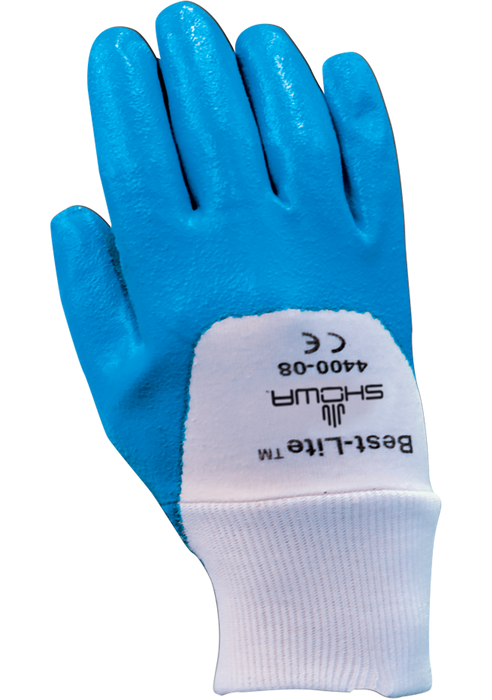 Showa Best-Lite 4400 Work Glove, 3/4 Nitrile Coating Over Cotton Jersey Liner, Size XL (12 Pair)