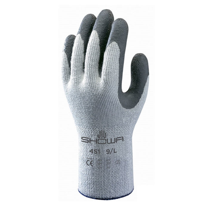 Showa 451 Palm-Dipped Rubber Coating Work Gloves with 10 Gauge Insulated Seamless Liner for Winter Weather