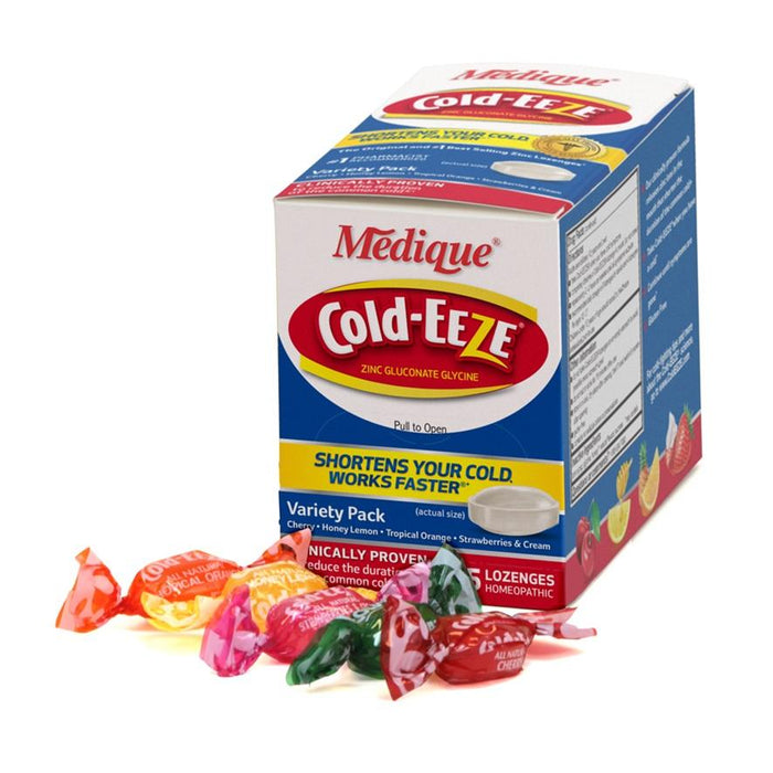 Medique Cold-Eeze Variety Pack - 4 Flavors - Shortens Your Cold, 25 per Box