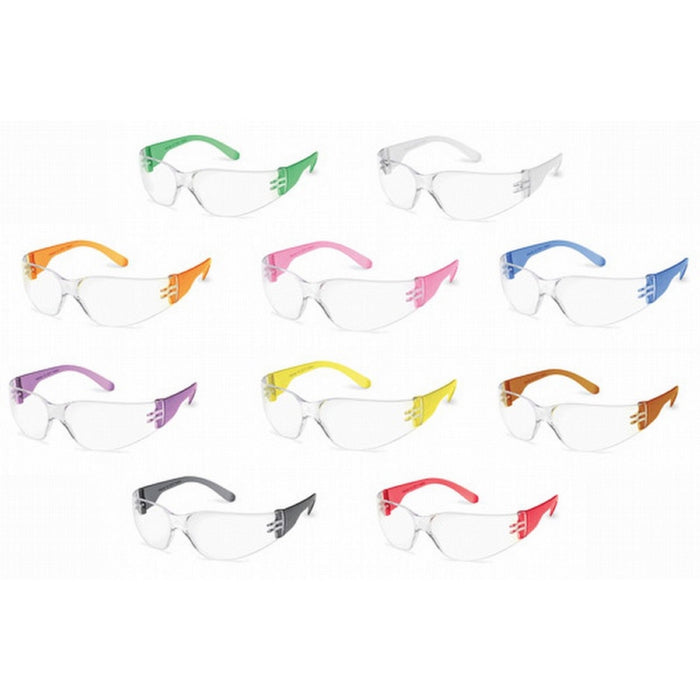 Gateway Safety StarLite Gumballs Safety Glasses, Clear Lens, Assorted Temple Colors, Box of 10 Pairs