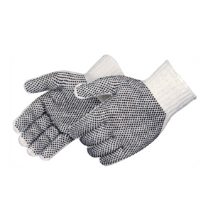 Two Side Dotted Cotton / Polyester String Knit Glove, White (1 Dozen)