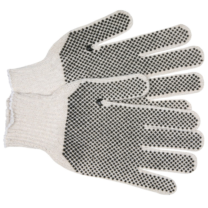 Two Side Dotted Cotton / Polyester String Knit Glove, White (1 Dozen)
