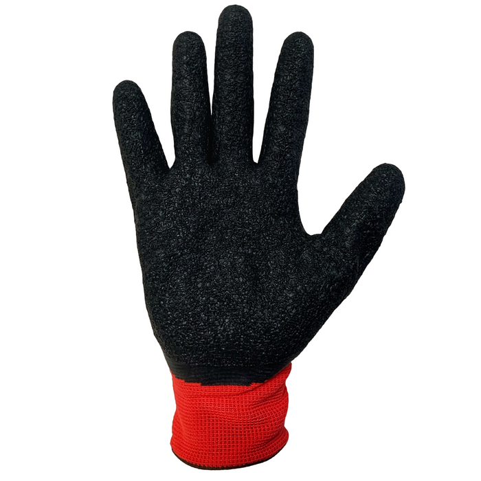 A-Grip Premium Textured Black Latex Coated Seamless Glove, Black/Red, 4779RD