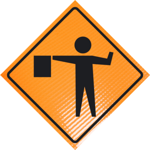 "FLAGGER" (Symbol) Non-Reflective, Vinyl Roll-Up Sign, 48 x 48