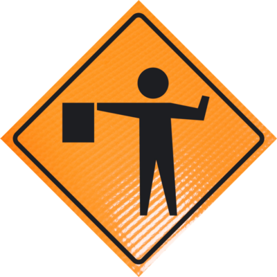 "FLAGGER" (Symbol) Non-Reflective, Vinyl Roll-Up Sign, 48 x 48