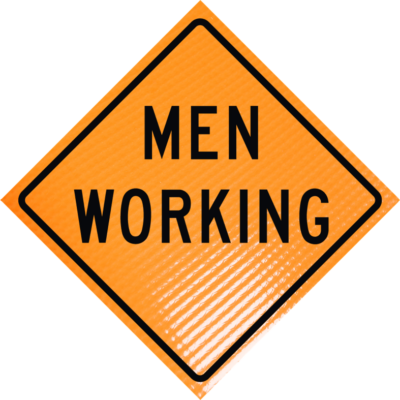 "MEN WORKING" Non-Reflective, Vinyl Roll-Up Sign, 48 x 48