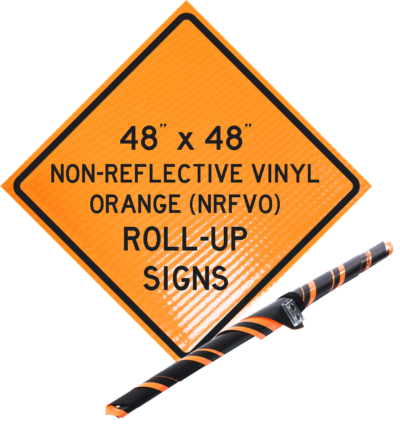 "FLAGGER AHEAD" Non-Reflective, Vinyl Roll-Up Sign, 48 x 48