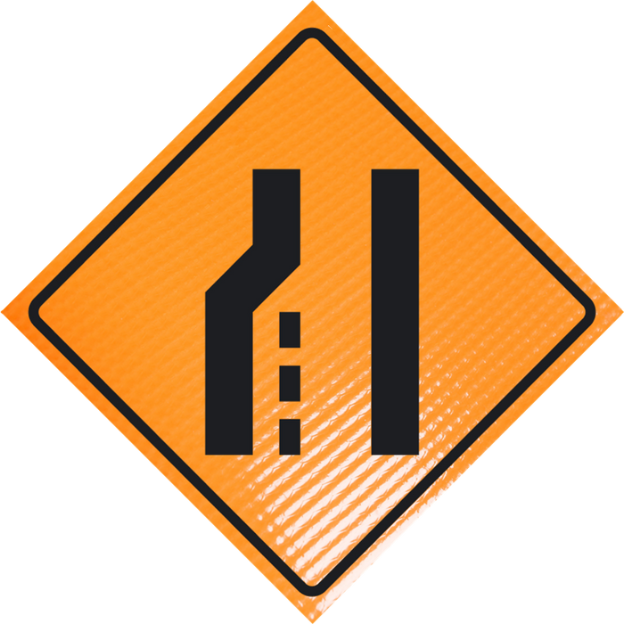 "MERGE RIGHT" (Symbol) Non-Reflective, Vinyl Roll-Up Sign, 48 x 48