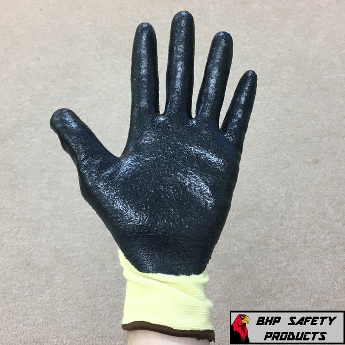 K-Grip ANSI A2 Cut Resistant Nitrile Coated Gloves with Yellow Aramid Shell