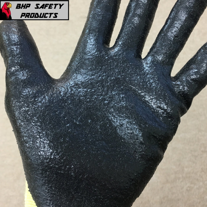 K-Grip ANSI A2 Cut Resistant Nitrile Coated Gloves with Yellow Aramid Shell