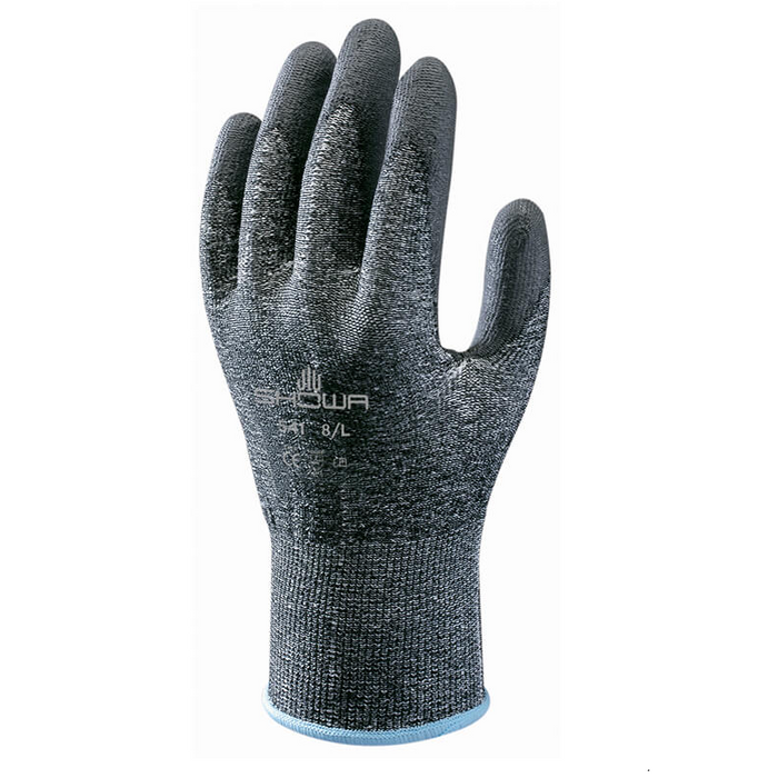 Showa 541 Rough Grip PU Coated Work Glove, ANSI A2 Cut Resistant, Gray