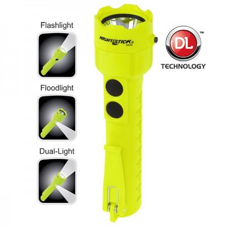 Nightstick Intrinsically Safe Permissible Dual-Light Flashlight - Waterproof, Impact & Chemical Resistant, Green