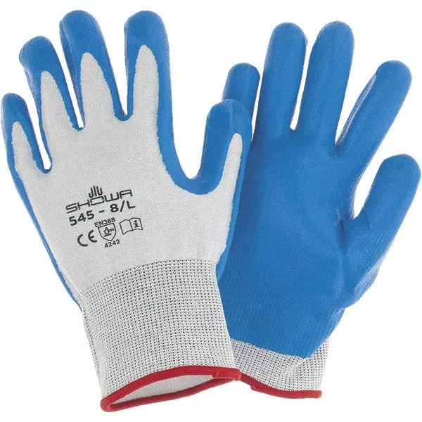 Showa 545 ANSI A2 Cut Resistant, Oil Resistant, Nitrile Coated Work Gloves