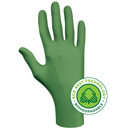 Showa 6110PF Green Nitrile Biodegradable Exam Gloves, 4 Mil, Box of 100