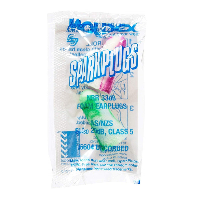 Moldex 6604 SparkPlugs Uncorded, Disposable Earplugs NRR (Noise Reduction Rating) 33 Decibels, 200 Pair / Box