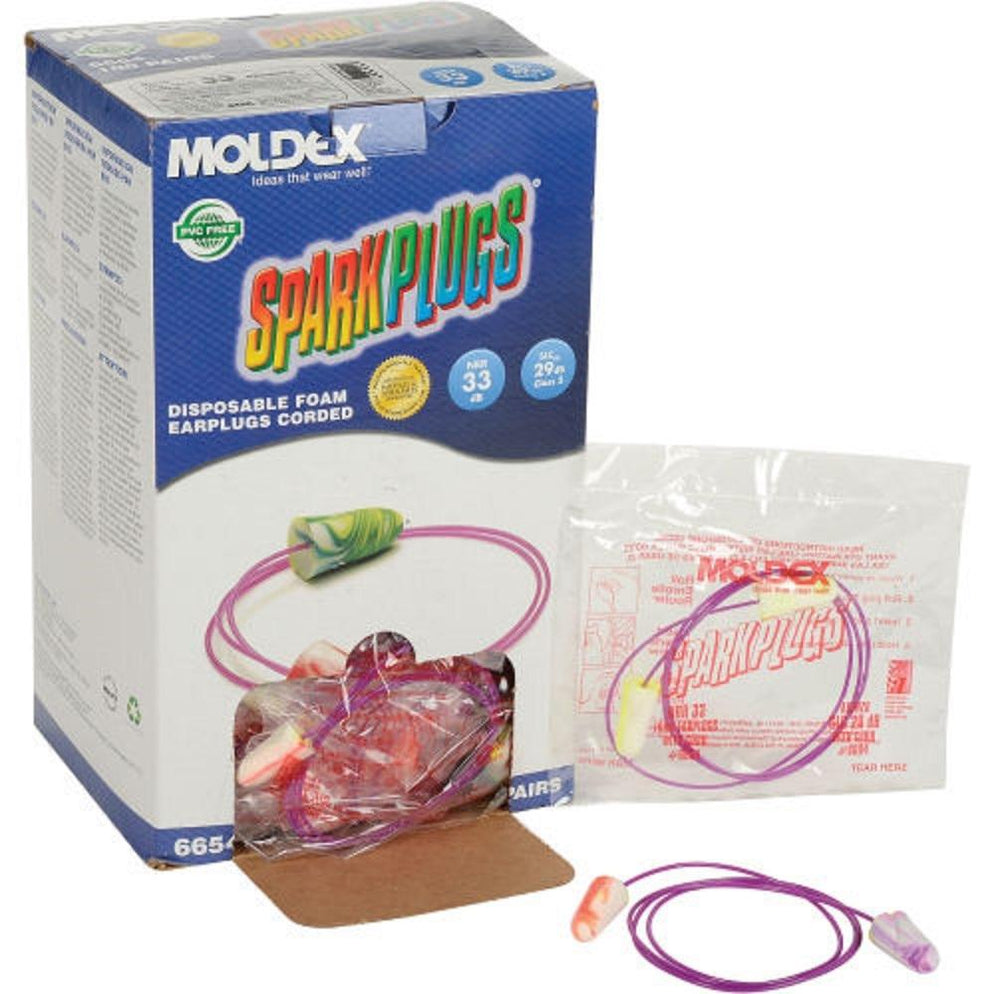 Moldex Sparkplugs Earplugs NRR33 - Soft Foam Uncorded Individual Wrapped Pairs