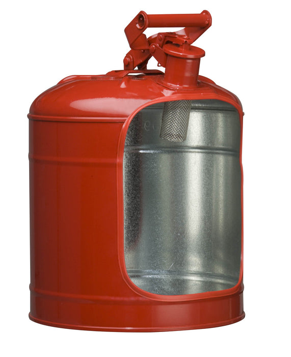 Justrite 7150100 Type I Steel Safety Can for Flammables, 5 gallon, Red